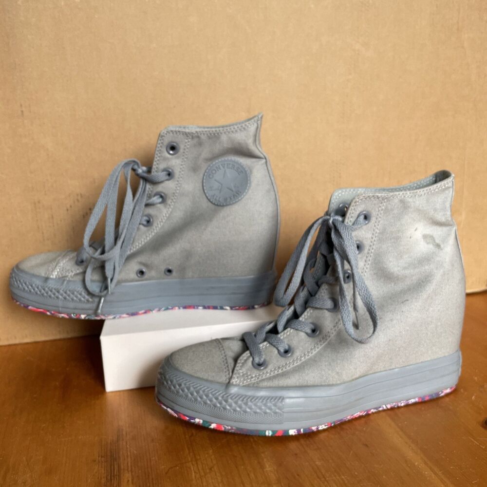 Converse Chuck Taylor All Star SIZE 10 Hidden Wedge Gray Crayon Bottom - Picture 2 of 13